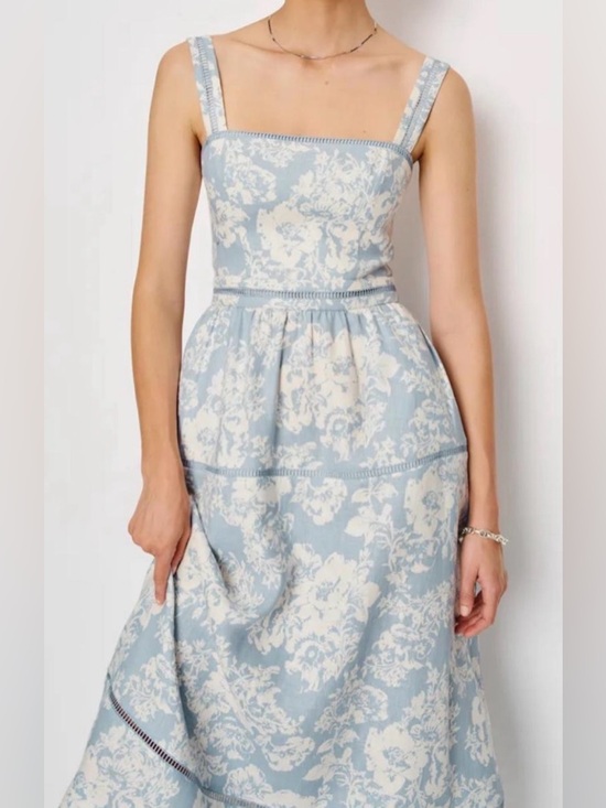 Reformation Dresses & Skirts - Reformation NWT Everett linen dress in porcelain blue white size 10